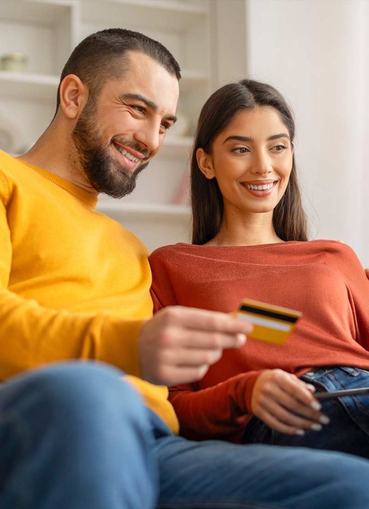 couple checking their progress on the Benji app